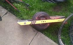 Electric skateboard in repair